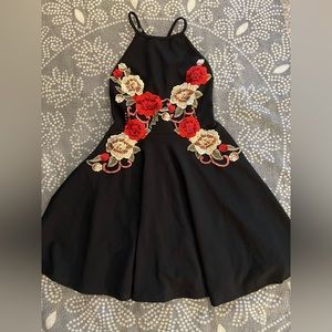 January 7 Rose Embroidered Skater Dress Small NWT